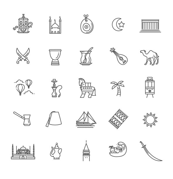 薄土耳其标志图标集土耳其图片下载