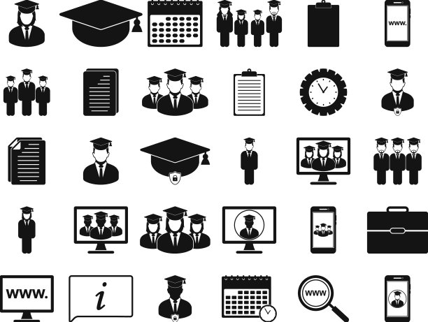 教育图标设置扁平风格eps图片下载