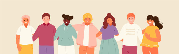 一群快乐拥抱的孩子图片下载