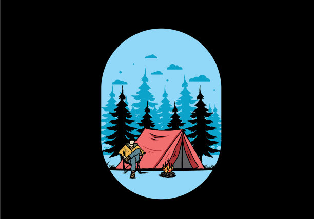 在帐篷前放松图片下载