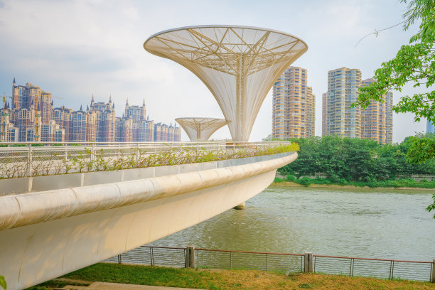 黄昏时分的成都河畔建筑图片下载