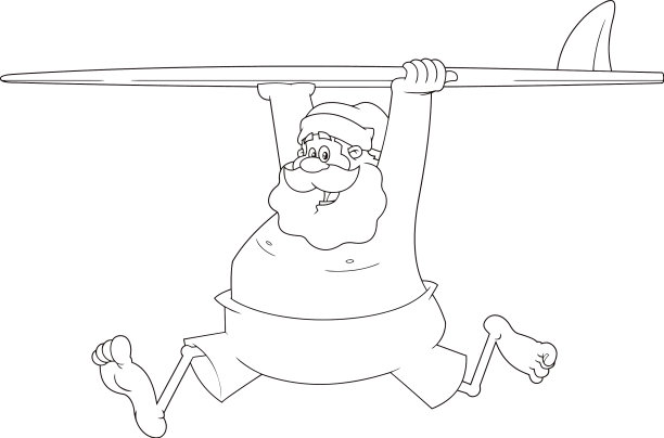 勾勒出快乐的圣诞老人卡通形象图片下载