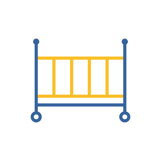 经典木制婴儿床孤立图标图表图片下载