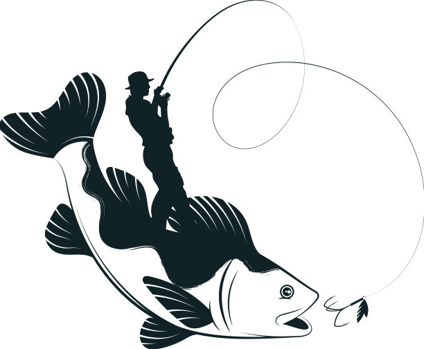 渔夫剪影和大鱼捕图片下载