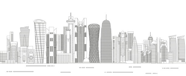 多哈城市风景线艺术风格详实图片下载