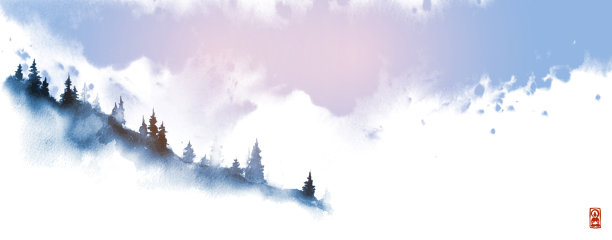 景观以山为坡，有松树和图片下载