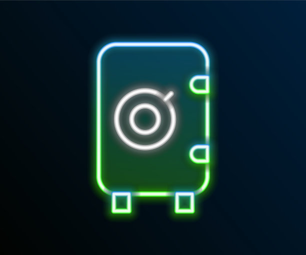 发光的霓虹灯线安全图标孤立在黑色图片下载