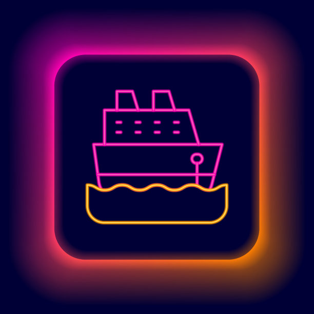 发光的霓虹灯线游轮图标孤立图片下载