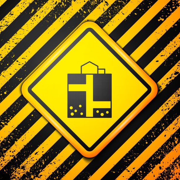 黑色矿井入口图标孤立在黄色上图片下载