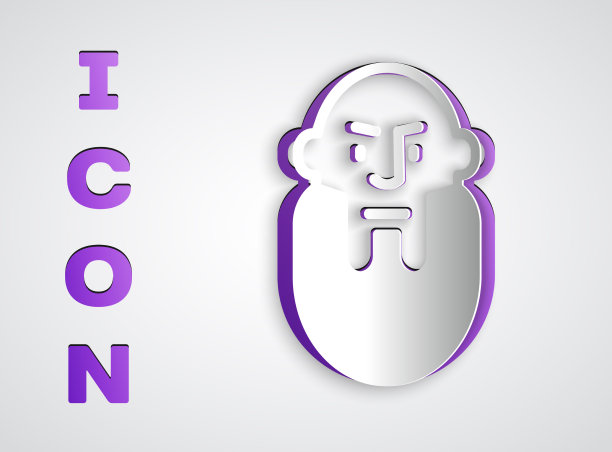 剪纸海盗头图标孤立的灰色图片下载