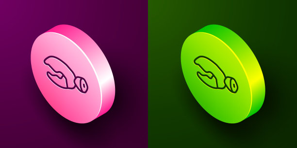 等距线龙虾或蟹爪图标孤立图片下载