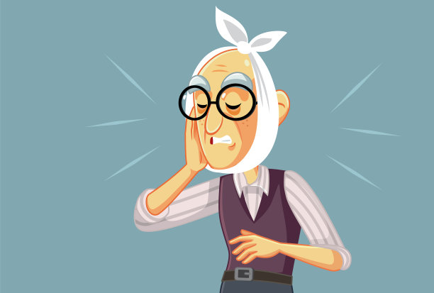 卡通老人患牙痛图片下载