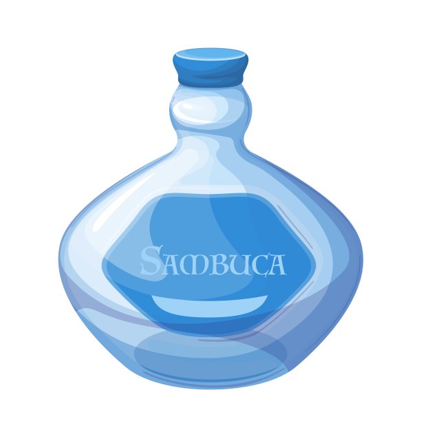 瓶装桑布卡酒，酒吧菜单上的酒精饮料图片下载