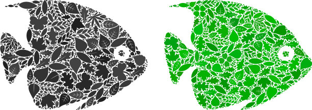 热带鱼图标生态拼贴草本项目图片下载