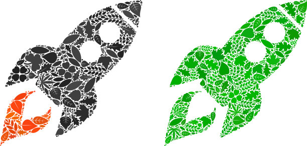 航天火箭发射图标生态草本马赛克图片下载