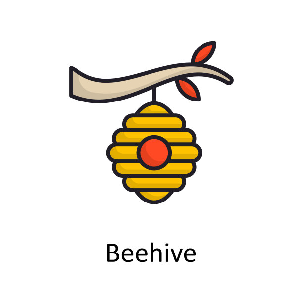 蜂巢矢量填充轮廓图标设计插图。杂项符号在白色背景EPS 10文件图片下载