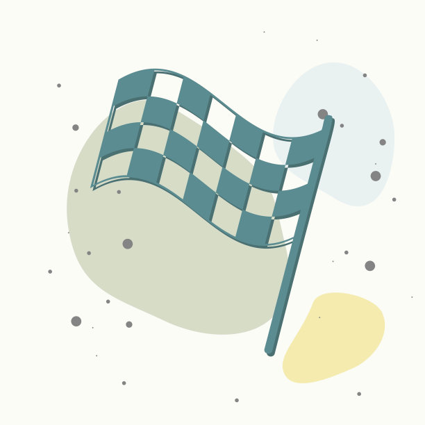 矢量赛车旗帜图标。开始，结束标志在多色背景。图片下载