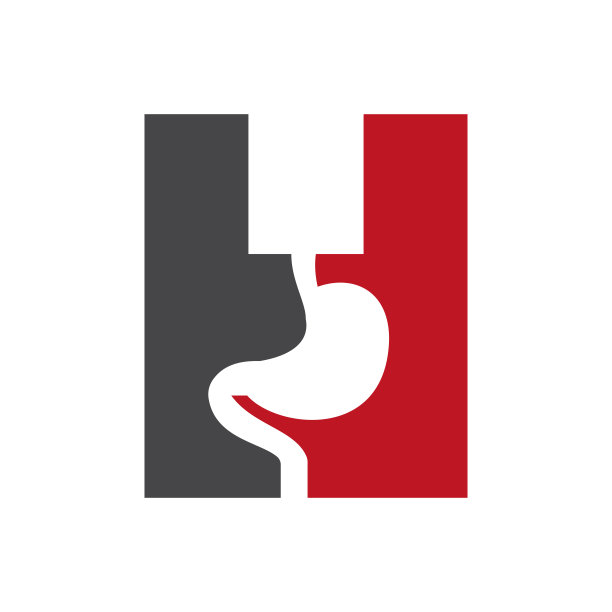 字母H最小的胃标志设计医疗和保健符号向量模板图片下载