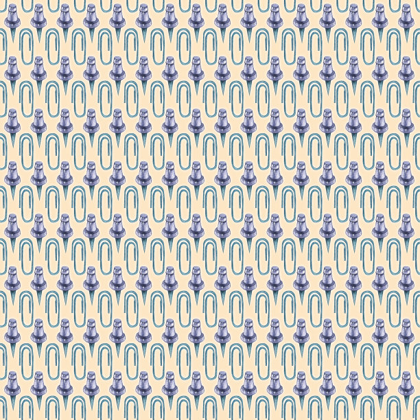 水彩图案带着回形针、别针回到学校图片下载