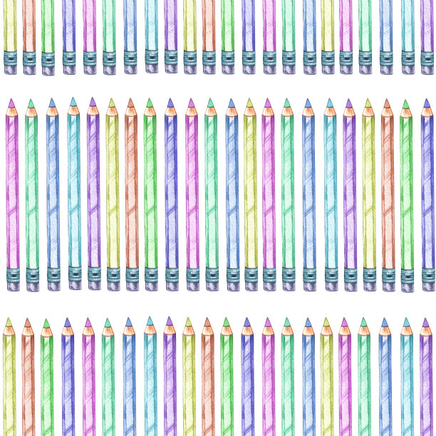 水彩图案回到学校用彩色铅笔图片下载