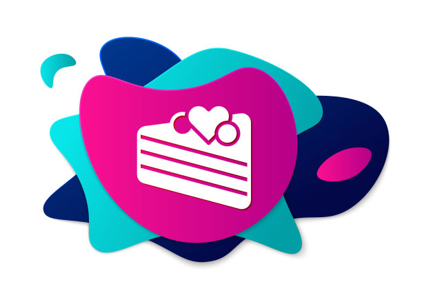 彩色婚礼蛋糕与心脏图标孤立上图片下载