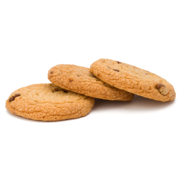 白色背景上孤立的巧克力曲奇。甜的饼干。自制的糕点。图片下载