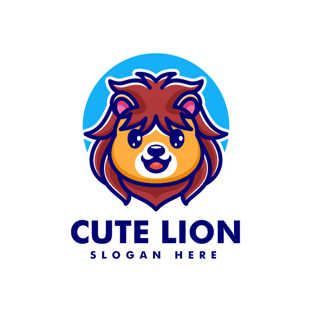 矢量插图可爱的狮子吉祥物卡通风格。图片下载