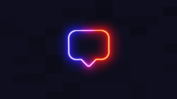 霓虹灯文字气泡信使图像霓虹灯发光3D渲染图像图片下载