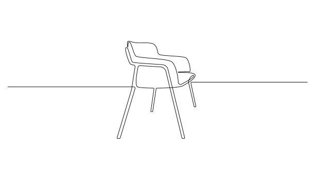 斯堪的纳维亚椅的连续单线画图片下载