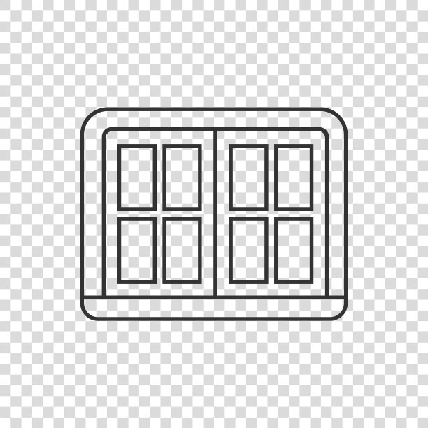 窗口图标在平式开窗上孤立图片下载