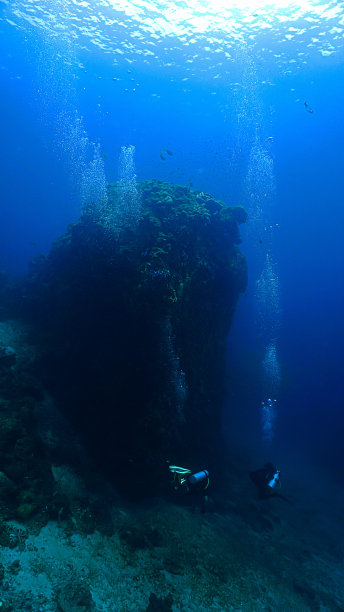 珊瑚形成和水肺潜水员图片下载