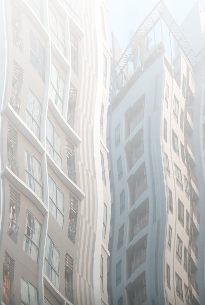 自然光中的运动波纹建筑，抽象背景图片下载