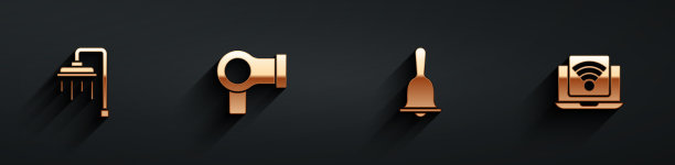 设置淋浴、吹风机、酒店服务铃和图片下载