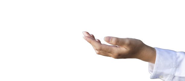 孤立的女性手触摸或指向某物或美丽女性的手孤立在白色背景上图片下载