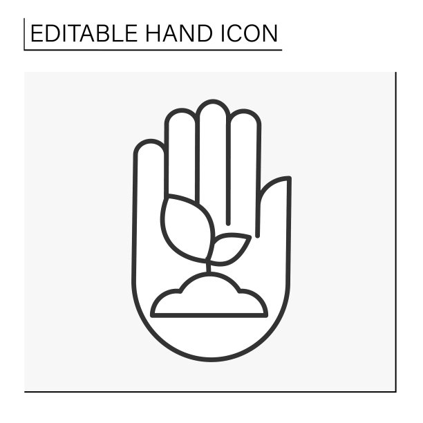 手与植物线图标图片下载