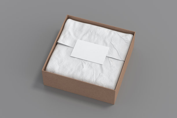 方形礼盒模型。有空白标签或在包装纸上印有名片的硬纸盒。灰色的背景。侧视图。图片下载