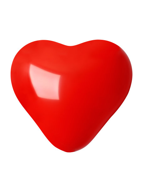 孤立的镜头闪亮的红色心形气球在白色的背景图片下载