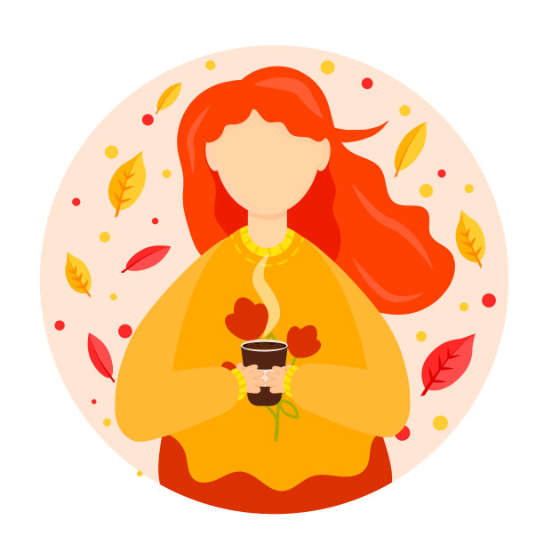穿毛衣的女孩手里拿着一杯热饮。秋天图片下载