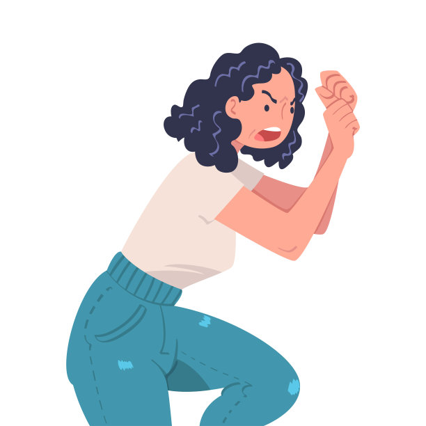 愤怒的女人与愤怒的脸大喊和争论有冲突的人矢量插图图片下载