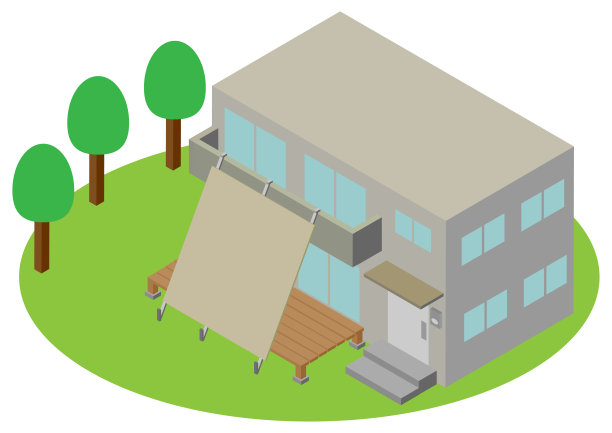 在等距的木制平台上用蒙眼布盖住的房子图片下载