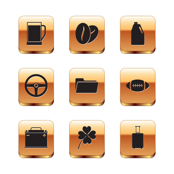 置杯啤酒汽车电池四叶草图片下载