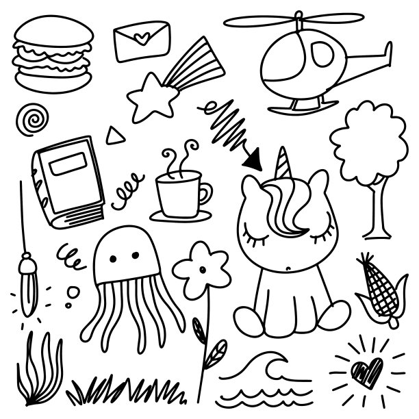 手绘可爱涂鸦的孩子在白色图片下载