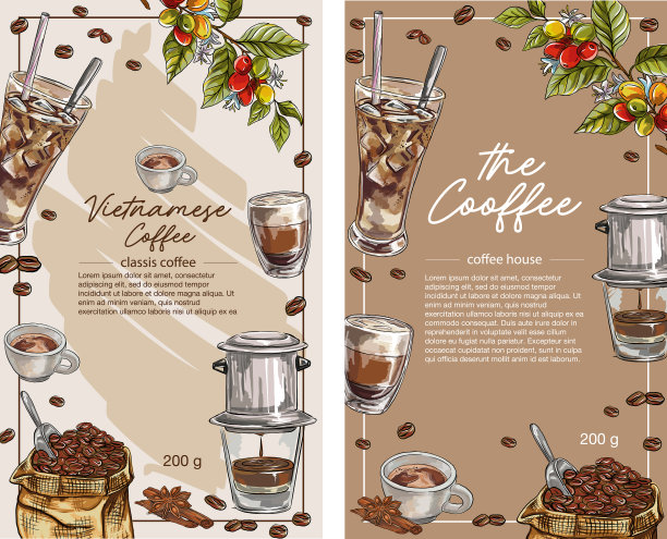 一套咖啡横幅咖啡杯与一滴图片下载