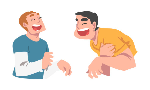 大声笑出来的男人角色觉得有趣和充满乐趣的向量集图片下载