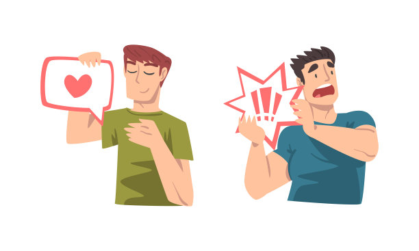 年轻人手持语音聊天泡泡在她的手向量集图片下载