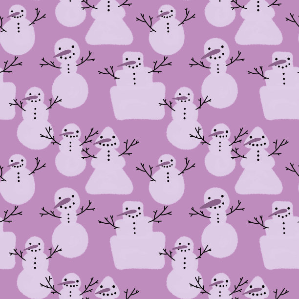 冬季印花与雪人和雪花图片下载