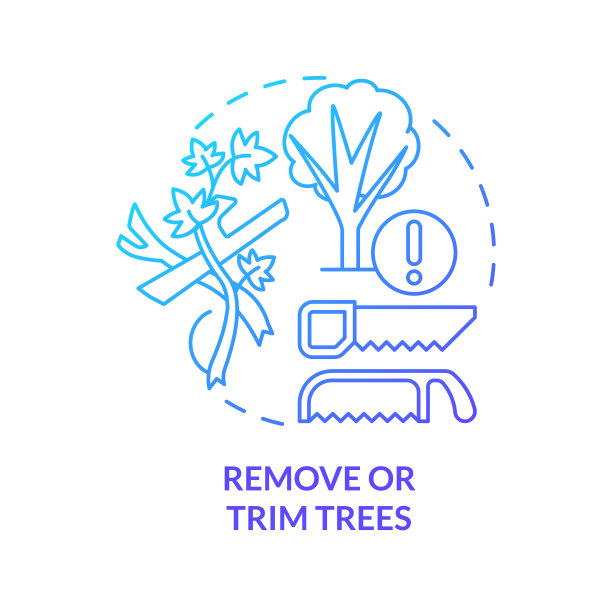 移除并修剪树木蓝色渐变概念图标图片下载