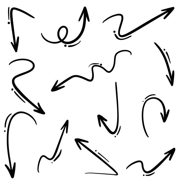 在白色背景上手绘矢量箭头的集合。设计元素矢量插图。图片下载