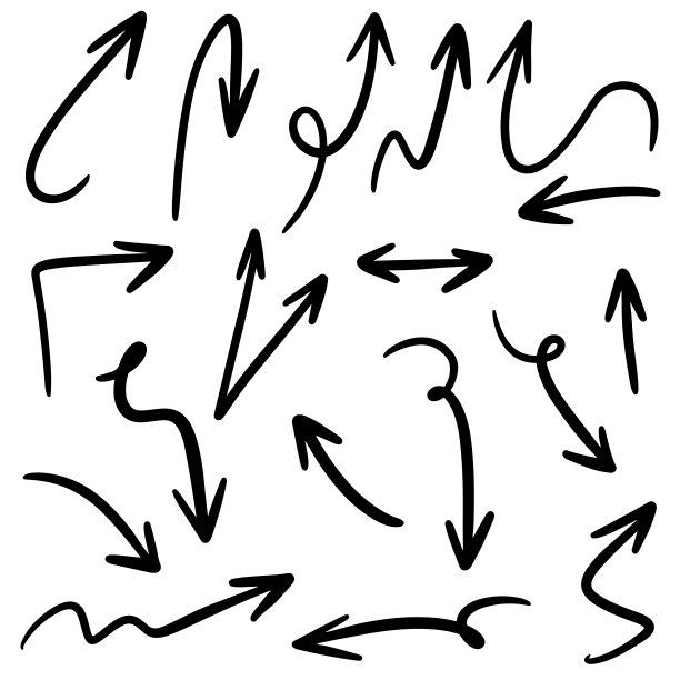 在白色背景上手绘矢量箭头的集合。设计元素矢量插图。图片下载