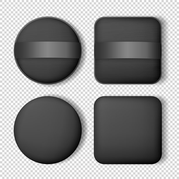 4方形和圆形黑色粉末泡芙模板。图片下载